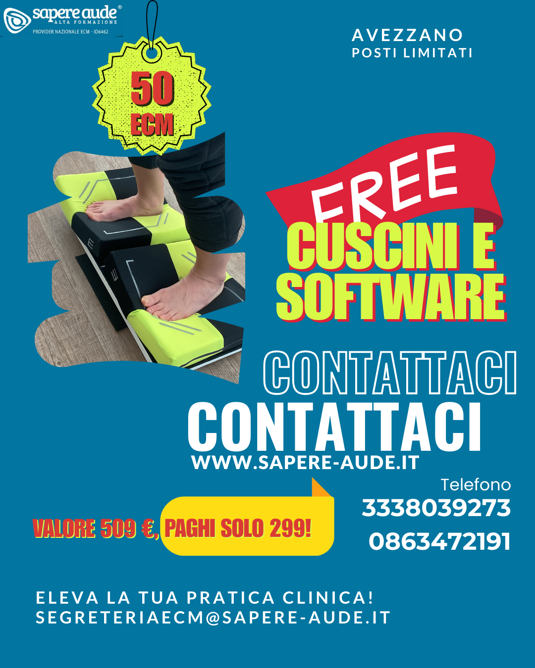 Partecipanti al corso di formazione che utilizzano i Cuscini Elicoidali Policettivi® e il software Physiocheck per la valutazione e il trattamento posturale, presso la sede di Avezzano.